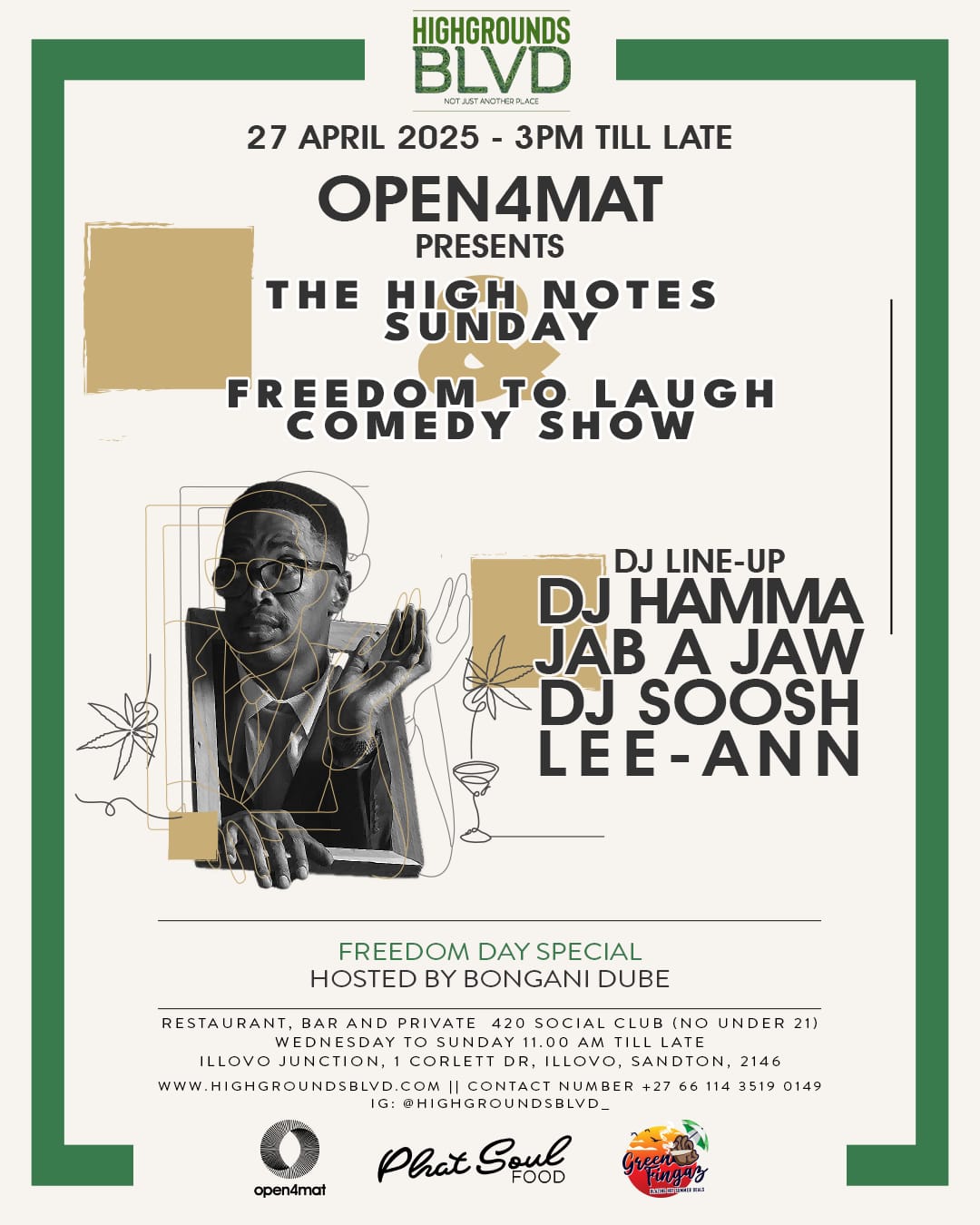 The High Notes Sunday & Freedom to Laugh Comedy Show - Past Cannabis Event at Highgrounds BLVD